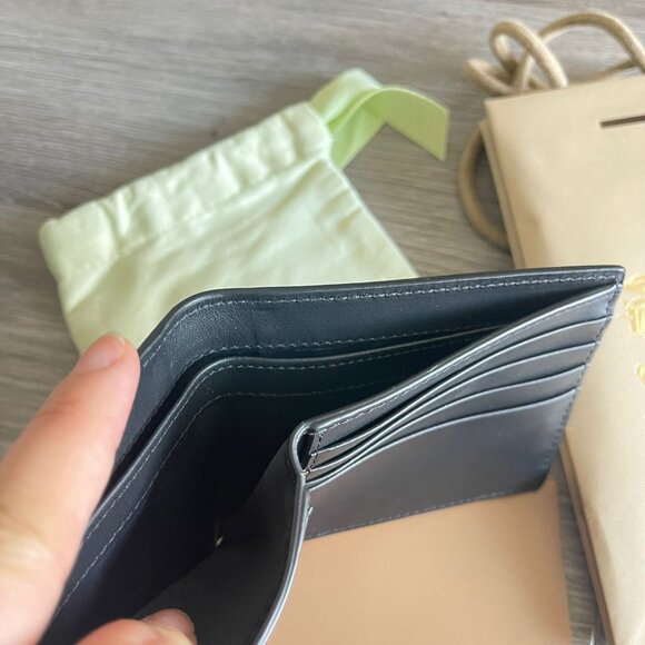 AUTHENTIC-Burberry Striped Logo Bifold Wallet Black - Picture 2 of 5